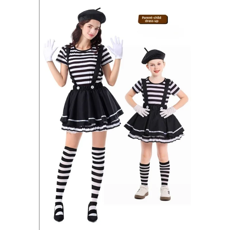 Calcetines de fiesta a rayas para hombre y mujer, tallas grandes y pequeñas, para Halloween 2026, para disfraces de payaso de comedia y juegos de rol en escenario familiar.