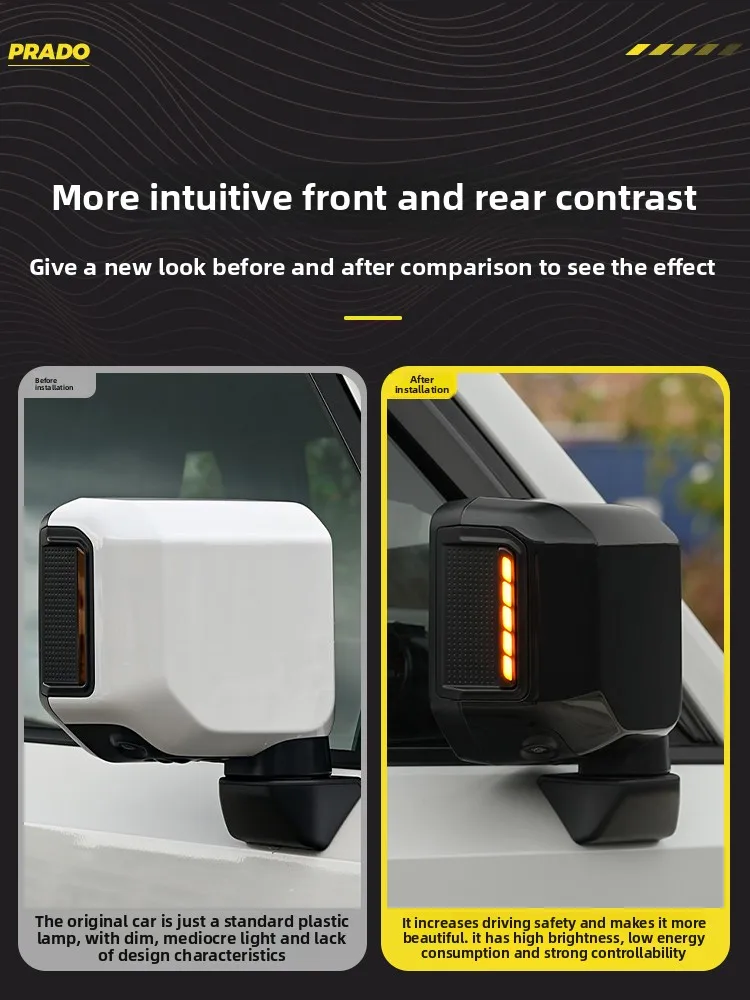 لتويوتا لاند كروزر LC250 برادو 2024 2025 سيارة الجانب مرآة الرؤية الخلفية مؤشر ديناميكي الوامض Led تتدفق بدوره مصباح إشارة