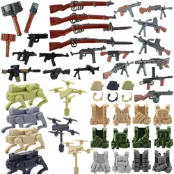 MOC Military Accessories Building Blocks WWII German US Soldiers Figure Vest 98K MP40 PPSH Gun Brick Soviet Army Waffen Gift Toy