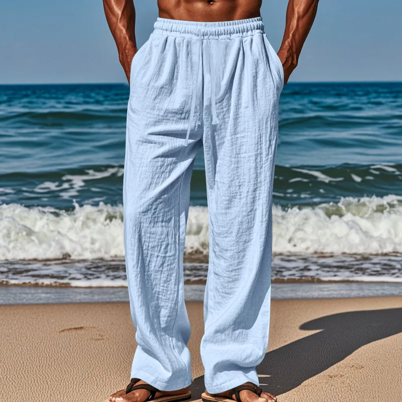 2025 New Men's Cotton Linen Pants Male Autumn New Breathable Solid Color Linen Trousers Fitness Streetwear S-3XL - Image 3