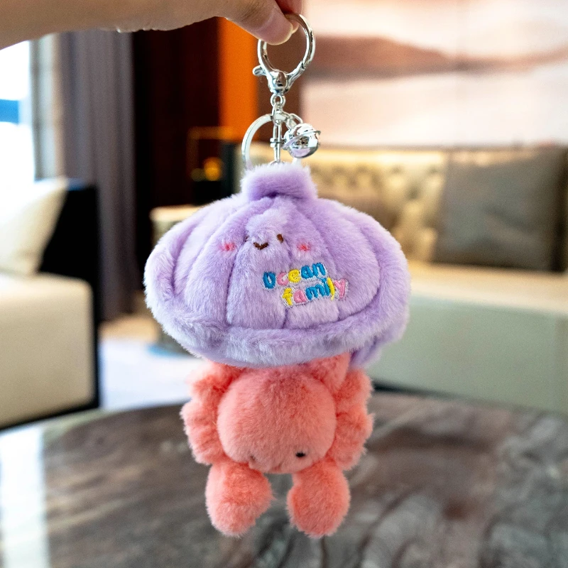Cute Crab Keychain Plush Keyring Clown Fish Stuffed Animal Backpack Charm Cute Ocean Theme Decor Gift Cute Ocean Animal