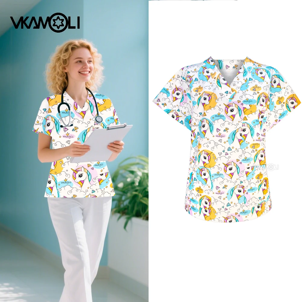 

Medical Uniforms Doctors scrub top Dental Clinic Pharmacy Pediatrics Workwear Clothes Scrub T-shirt
