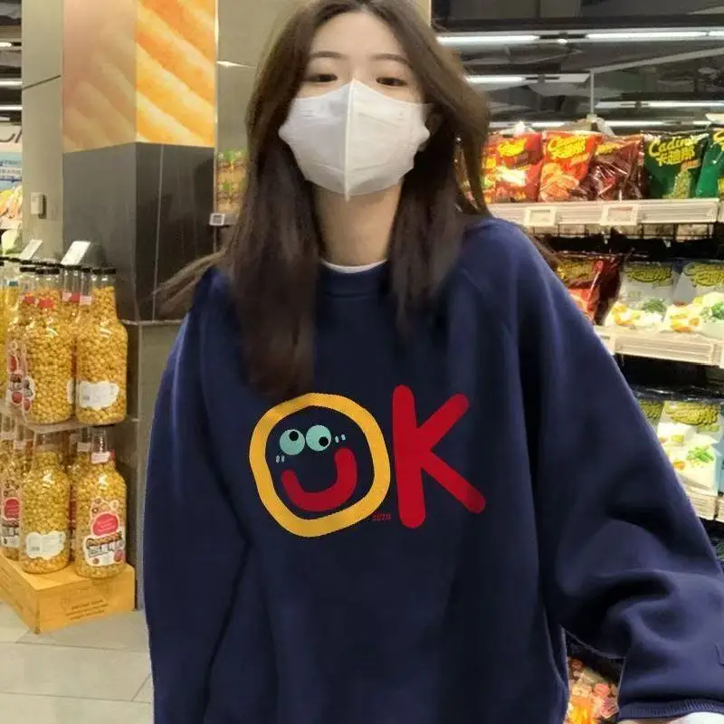 Design simples feminino eep camere longo sve redondo ne camisola de malha solta ajuste outono inverno novo sle quente topo