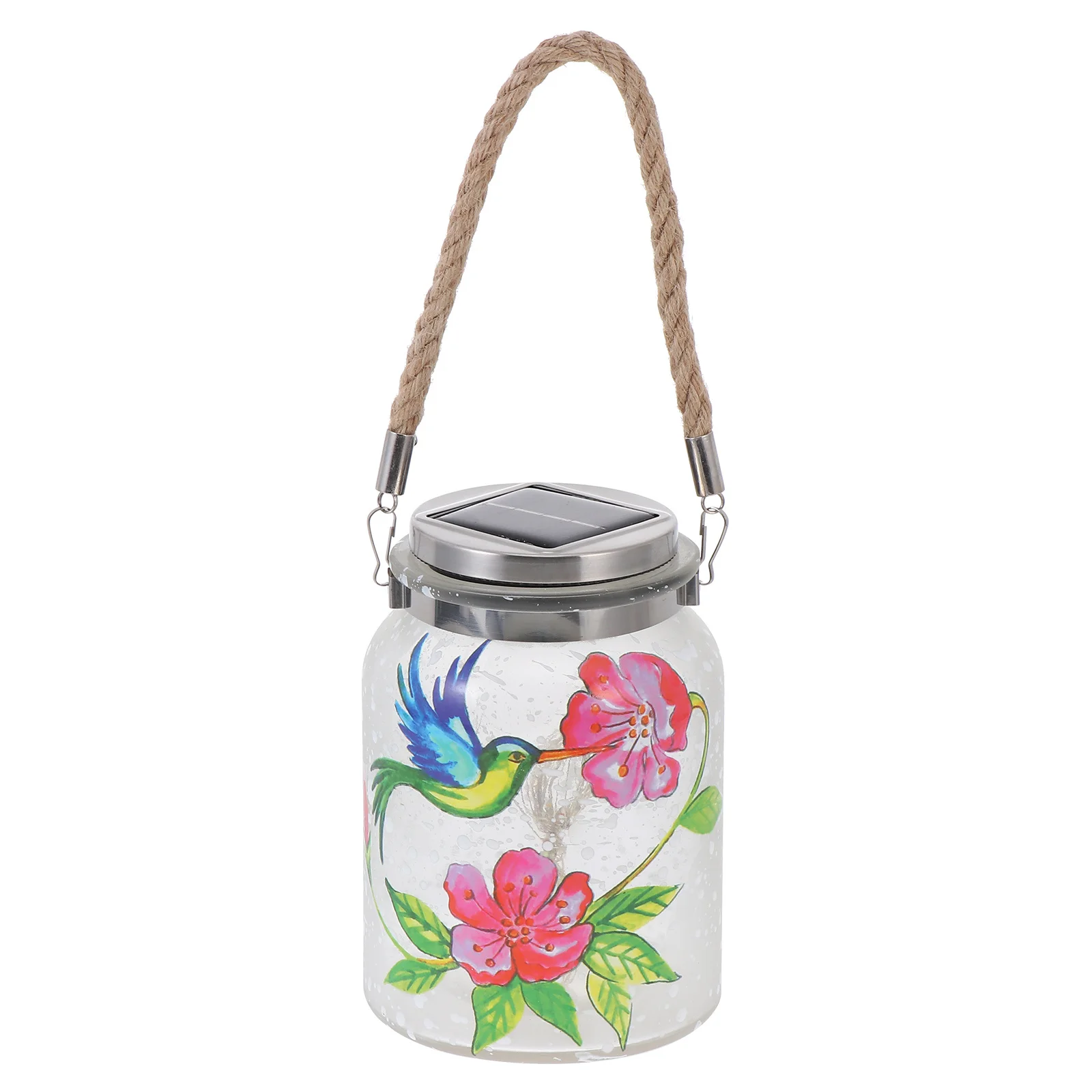 1Pcs Solar Hummingbird Jar Light Glass Rope Durable Solar Outdoor Hanging Lamp Garden Decor LED Landscape Night Light