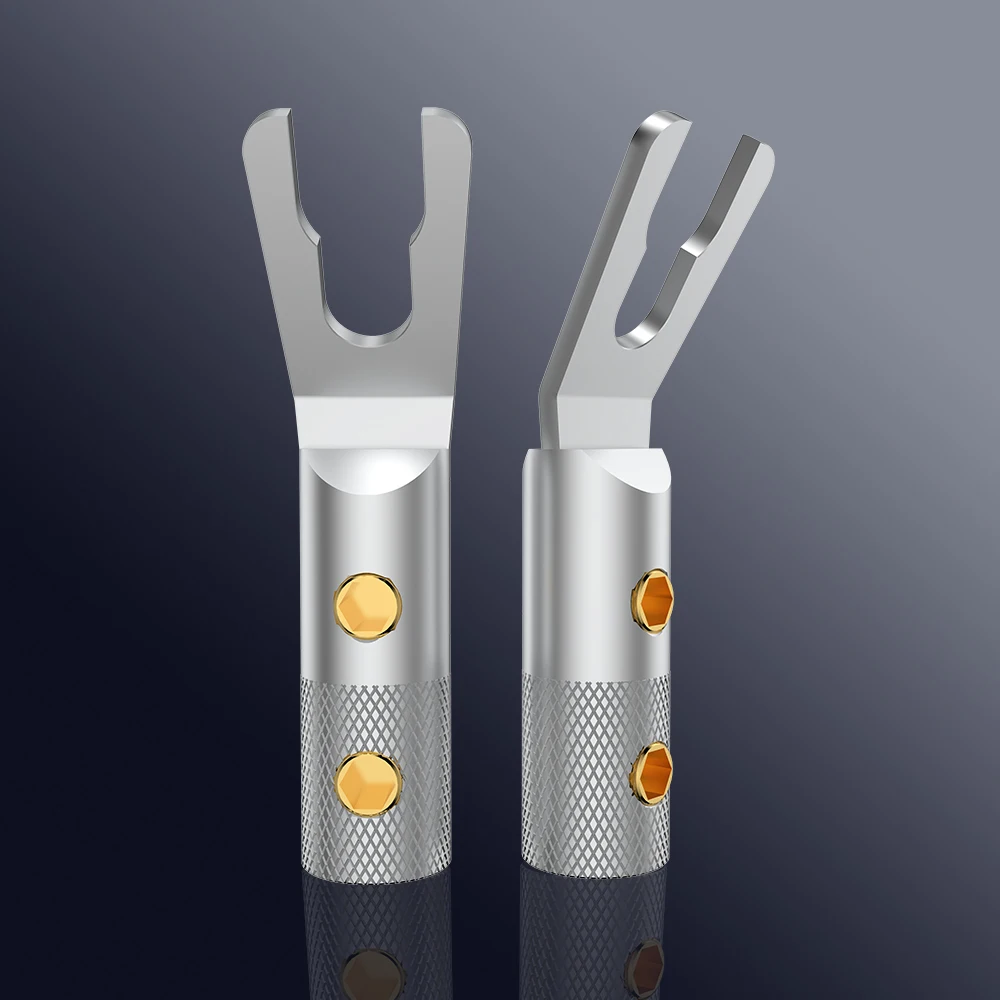Viborg VS702 VS702R VS702G VS702S Pure Red Copper Rhodium Plated Spade Fork Plug HIFI Speaker Cable Spade Connector Top