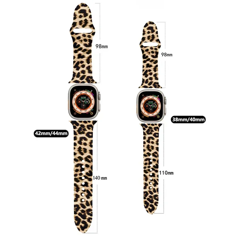 leopard strap for Apple watch band 44mm 45mm 49mm 40mm 45 Silicone bracelet belt iwatch series Ultra 2/9 8 7 6 SE 5 accessories