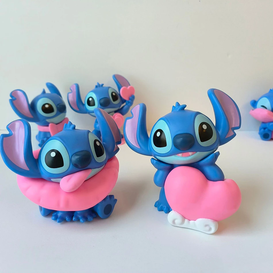6 unids/set nuevo Stitch serie rosa dulce figura de acción de punto lindo muñeca de PVC juguete decoración de escritorio juguetes coleccionables novia juguetes regalos