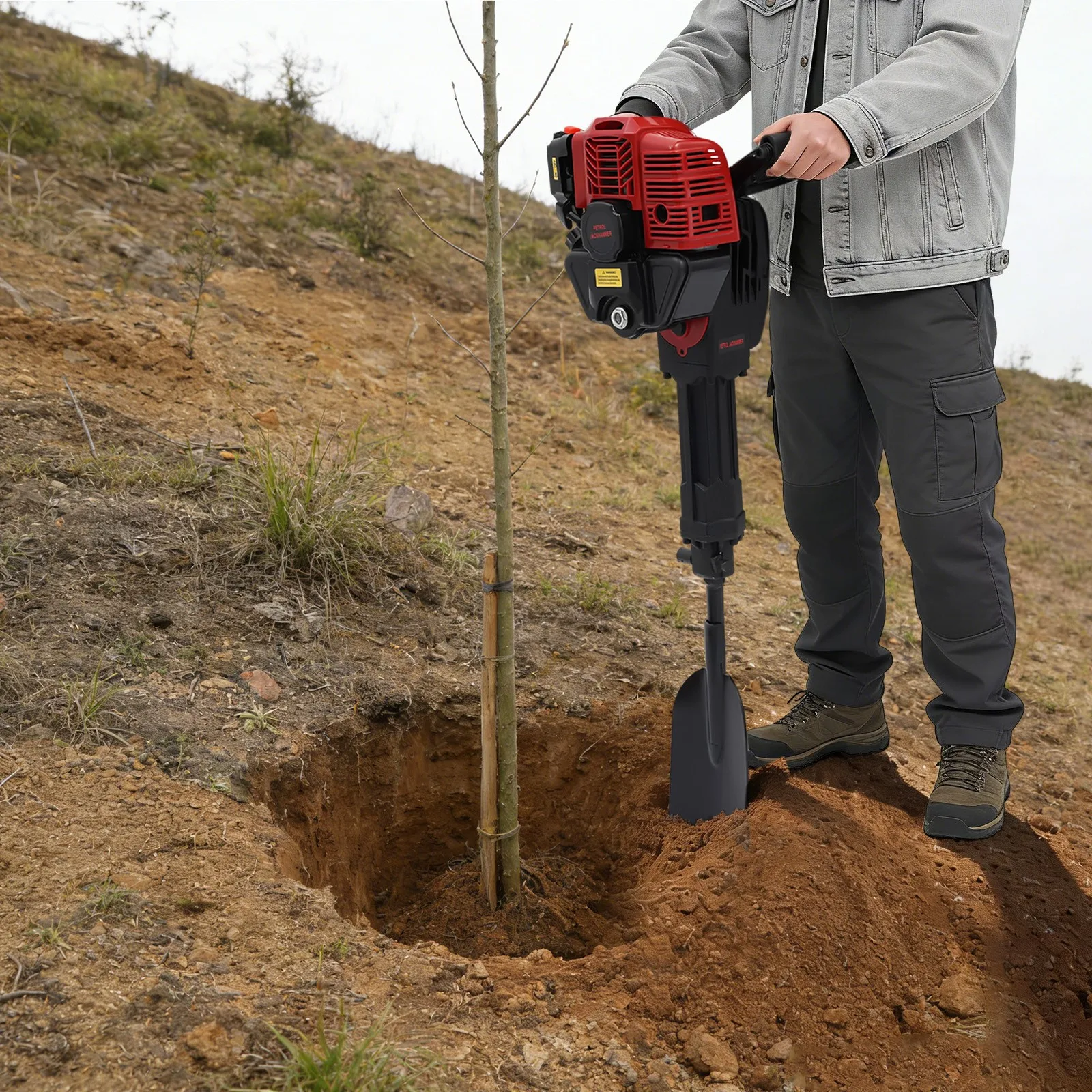 

CNCEST 52CC 2-Stroke Petrol 1900W Garden Tree Digger Powered Tree Digging Machine Portable Excavator, Hand-held Digger