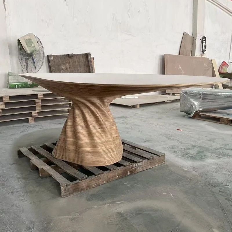 Premium Custom Handcrafted Organic Form Modern Parametric Solid Wood Assembled Kitchen Dining Table Coffee Table