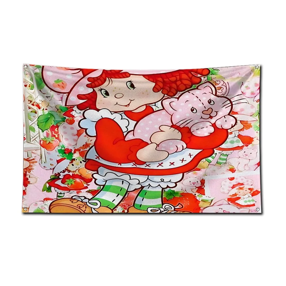 Classic Strawberry Girl Flag 3X5 Ft Personalized Flags Design Your Image Funny Tapestry Poster Dorm Room, Living Room, Bedroom