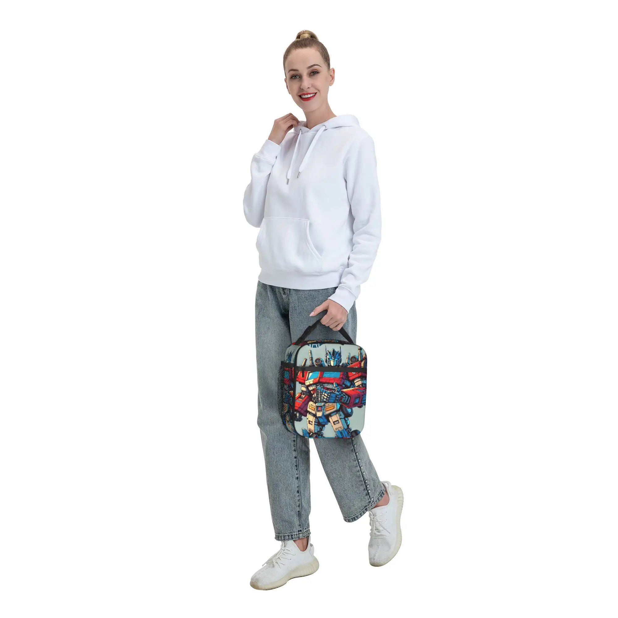Lunchbag „Transformed Cartoon School Lunch Box“ für Unisex, lässige, tragbare, grafische Thermo-Tragetasche mit Reißverschluss – Detail 8