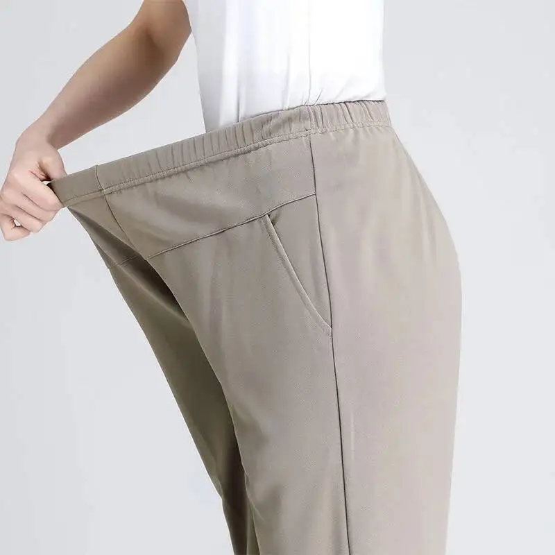 Women Capris Pants 2025 Women's Summer Breeches Casual High Waist Cropped Pants Woman Hollow Out Straight Calf-Length Trousers