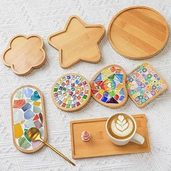 7style Bamboo Cup Coasters Multi Bamboo Tray Wood Saucer Flower Pot Tray Cup Pad Coaster for Kitchen Decorative Home Decor