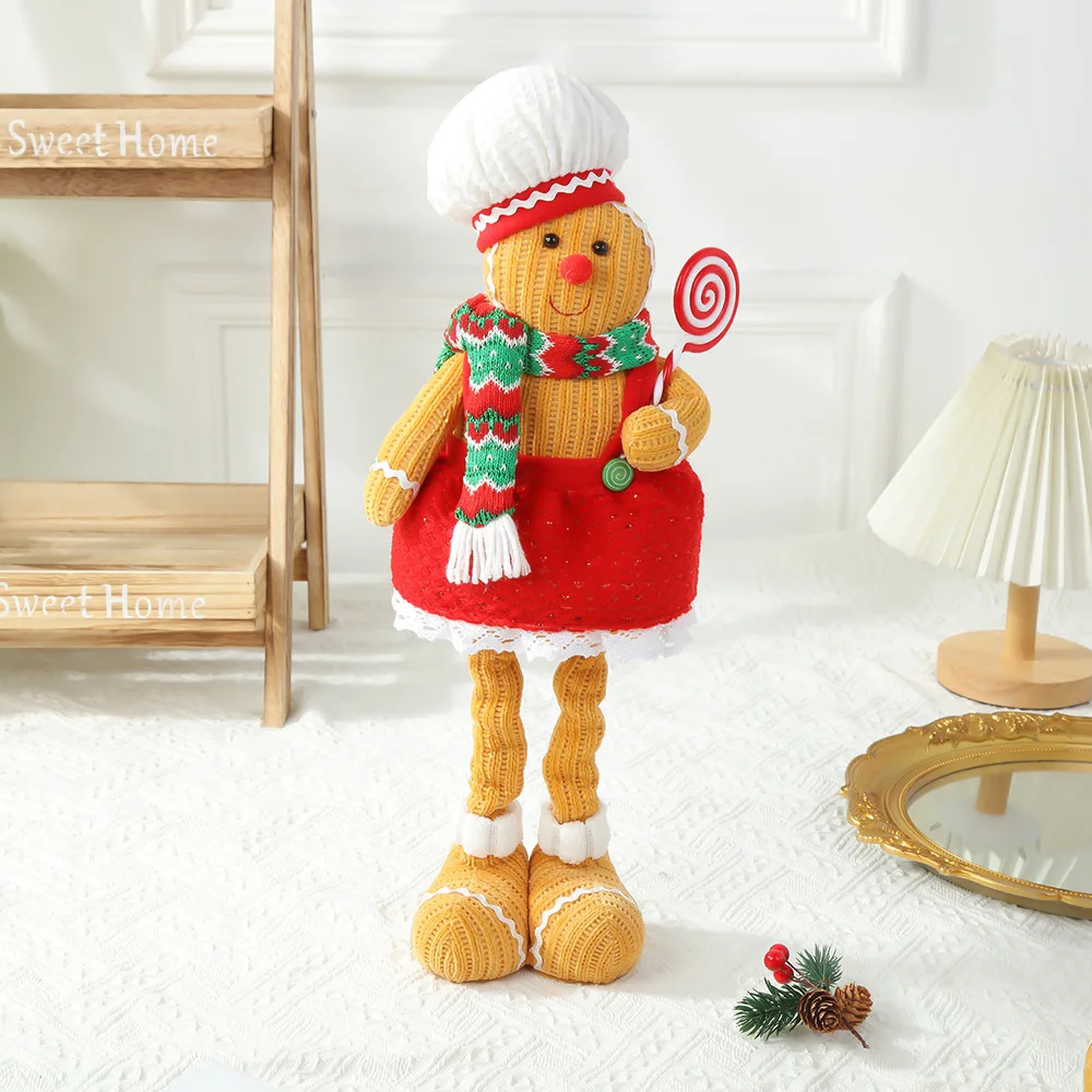 New Large Retractable Gingerbread Man Doll Biscuit Cookie Man Toy Dolls Ornaments Christmas Decor Navidad 2024 New Year Gifts