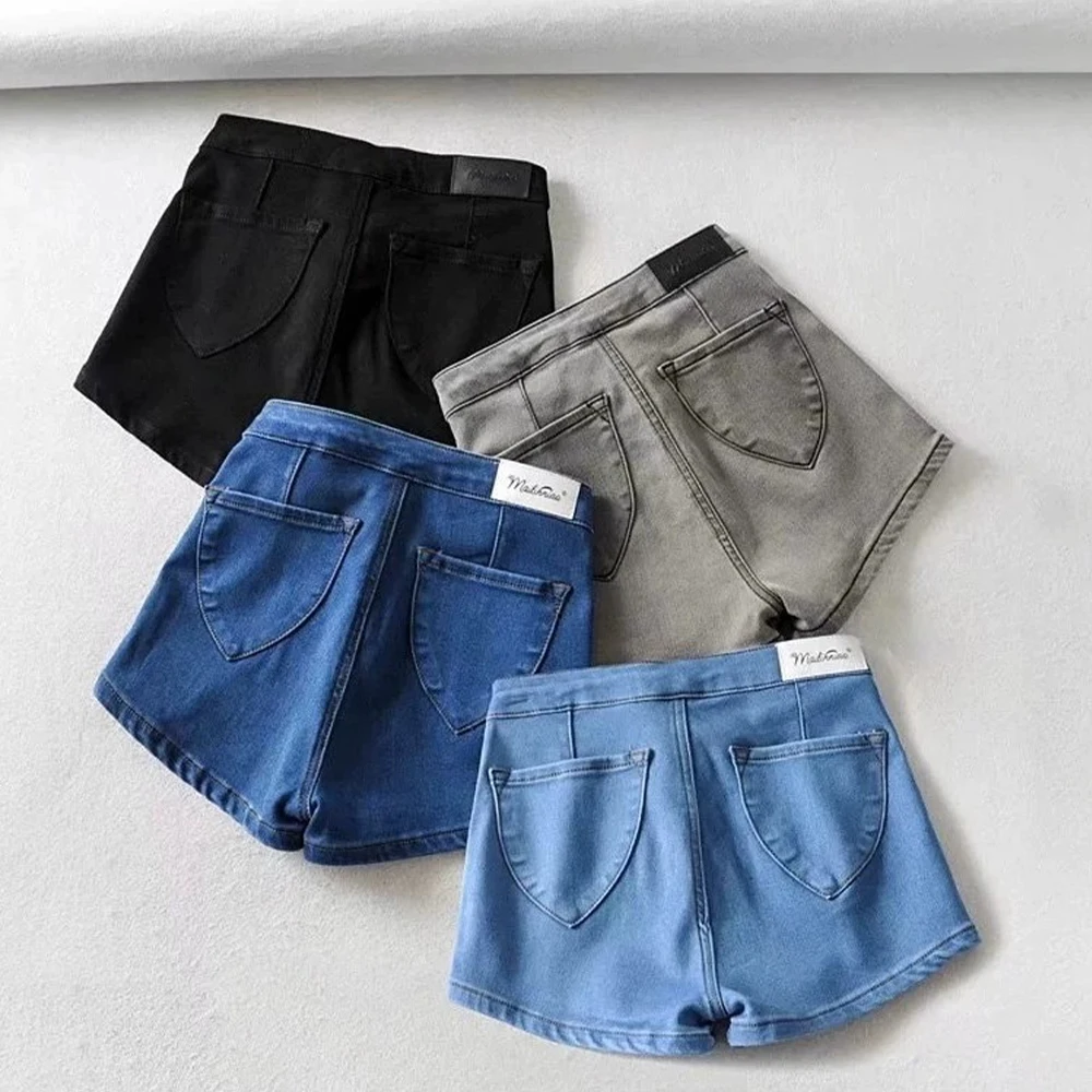 

Женские светло-голубые джинсовые шорты с высокой талией, мини-шорты в стиле Y2K, винтажные пляжные джинсы, микро-шорты для лета