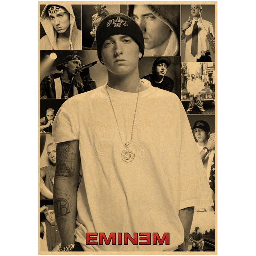 Retro  Rapper Eminem the Famous American Art Poster  Kraft Paper Sticker  Room Bar Cafe Room Wall Decor