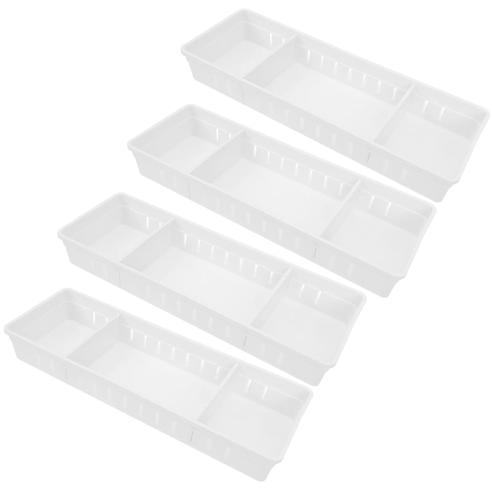 4 Pcs Storage Compartment Office Box Cutlery Tray Drawer Tableware Container Grid System Case Pp Organizer Partition