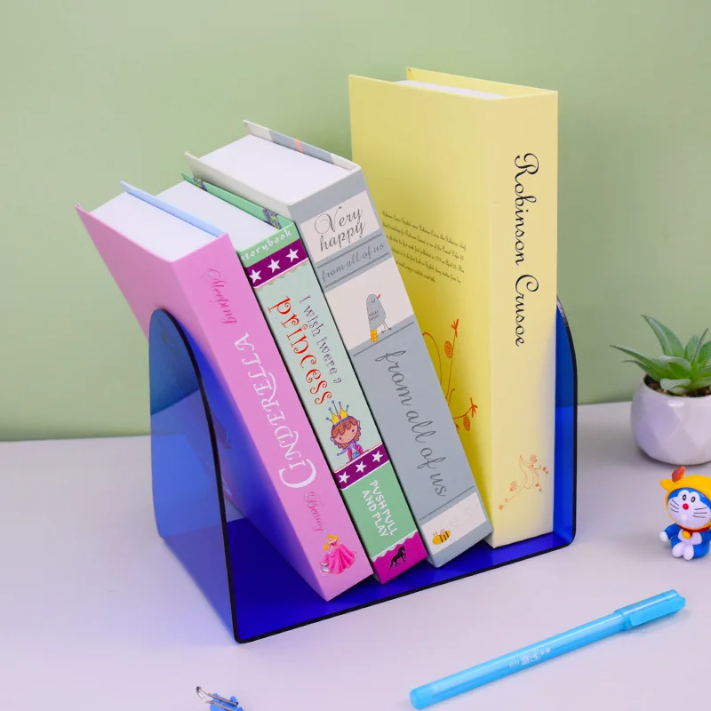 Transparent Acrylic Bookends Stand Bookshelf Desktop Decorative Storage Rack Bookend Book Holder School Stationery