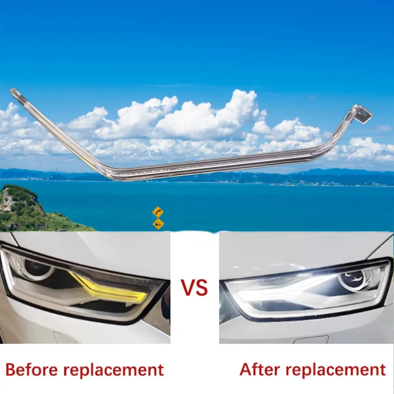 Car Headlights DRL Light Guide Strip For Audi Q3 2016-2018 LOW European Version White Light Ballast Angel Eye Module Lamp Tube