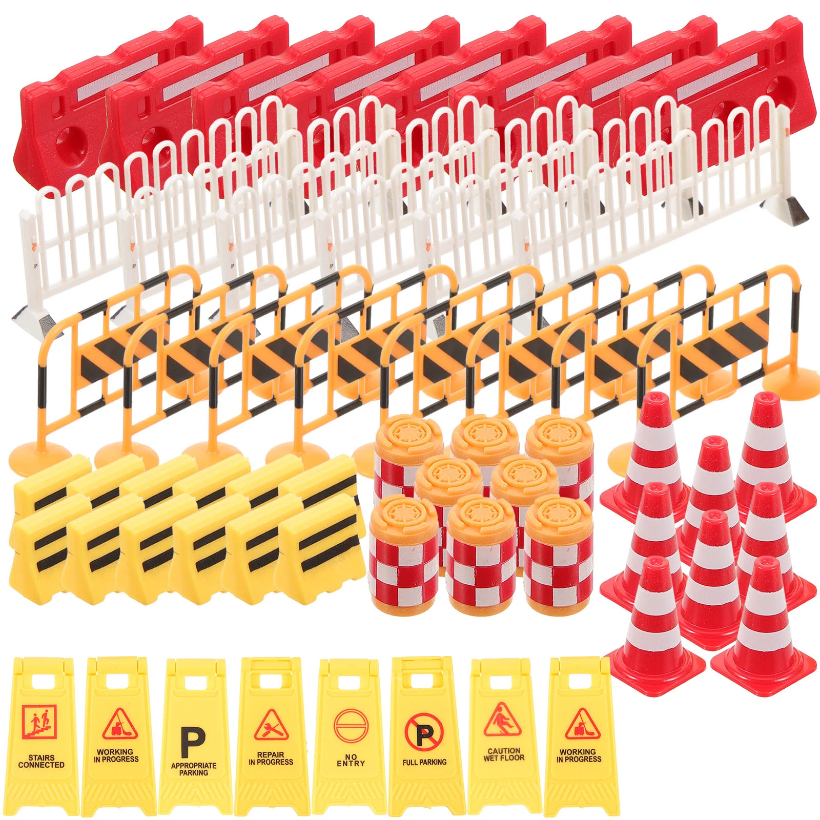 62 Pcs Transportation Toy Model Road Block Traffic Signs for Kids Way Play Miniature Blocks