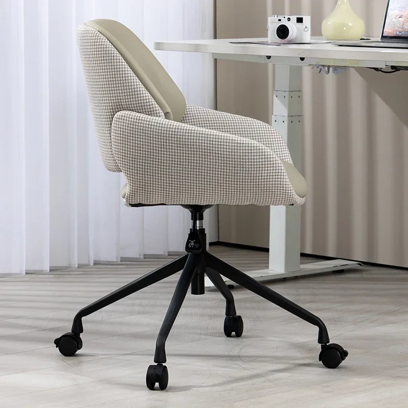 Chaise de salle à manger blanche en cuir avancé, bureau, maison, roulettes rotatives pour étudiants, meubles de Pc de Gamer inclinables individuels