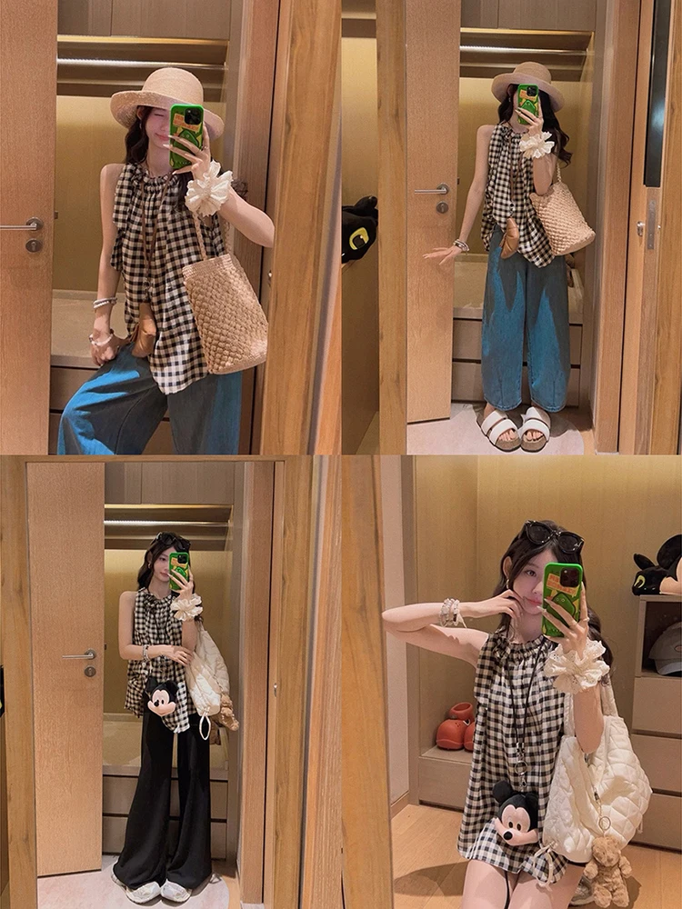 

Yukiss Ele Plaid Ne Hanging Svel irt Color Blo Casual Feel Commute Sle Polyester Viscose Blend Summer 2025