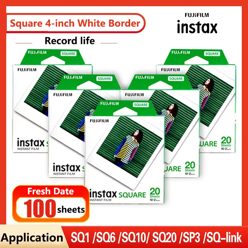 20-100 Sheets Fujifilm Instax Square Film White/Black Edge Photo Paper For Instax Camera SQ10 SQ6 SQ20 Share SP-3 Printer