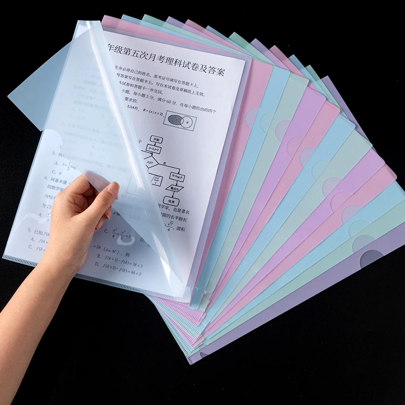 24Pcs L Type Folders A4 Plastic File Project Pockets File Folder Clear Paper Document Jacket Sleeve School Office Supplies