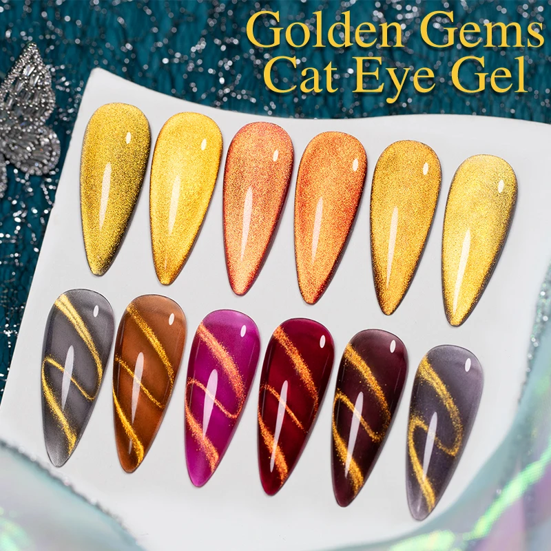 BOZLIN 7,5 ml gouden edelstenen magnetische gel nagellak gouden licht magnetische kat nagel sprankelende glitter semi-permanente vernis