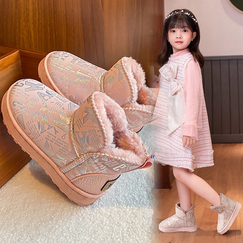 

2025 New Winter Waterproof Warm Plush Women's Boots Ankle Snow Boots Slip-on Cotton Trendy Furry Casual Shoes Детские Сапоги