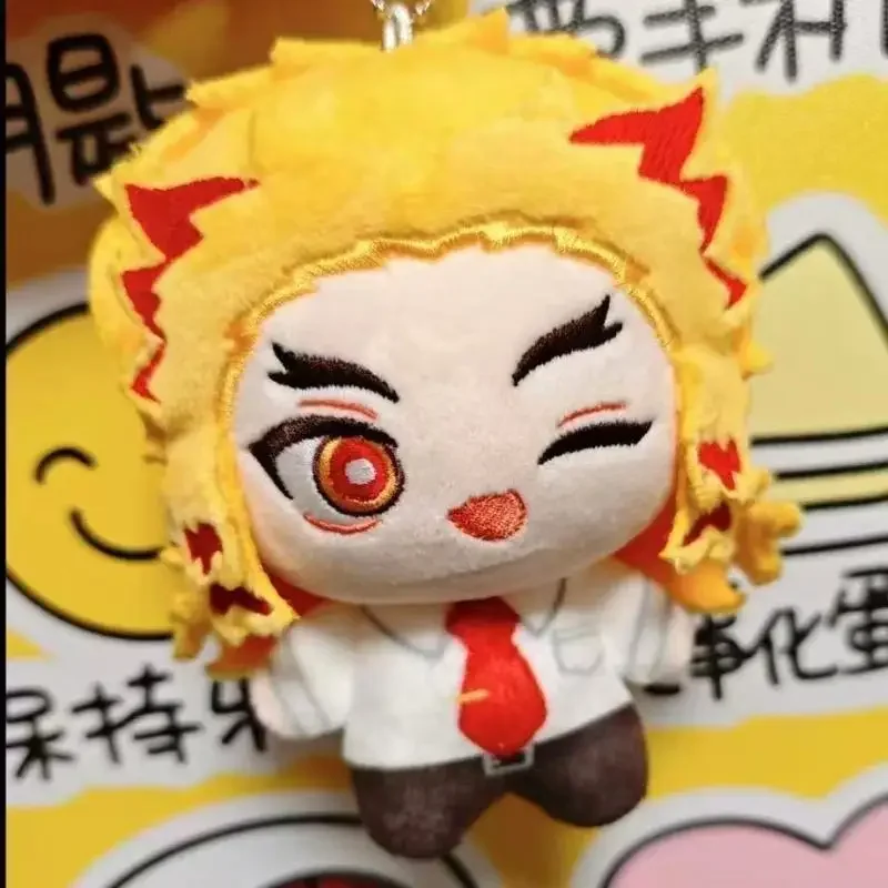 Cartoon Anime Demon Slayer Rengoku Kyoujurou Soft Plush Doll Creativity Backpack Keychain Zipper Decoration Fans Collection Gift