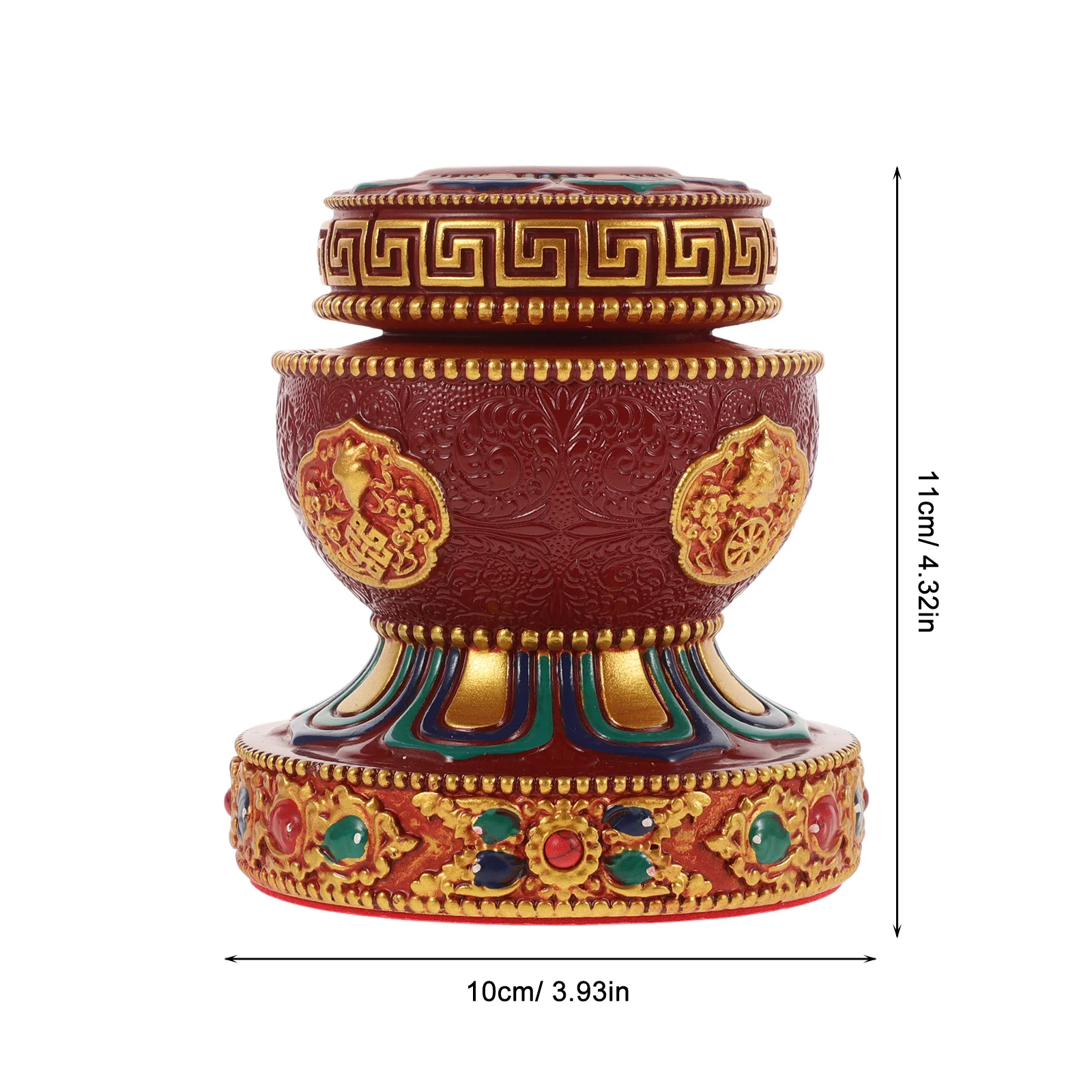 Prayer Wheel Holding Base Resin Display Stand Buddha Fixing Holder Bright Color Intricate Design Practical Storage