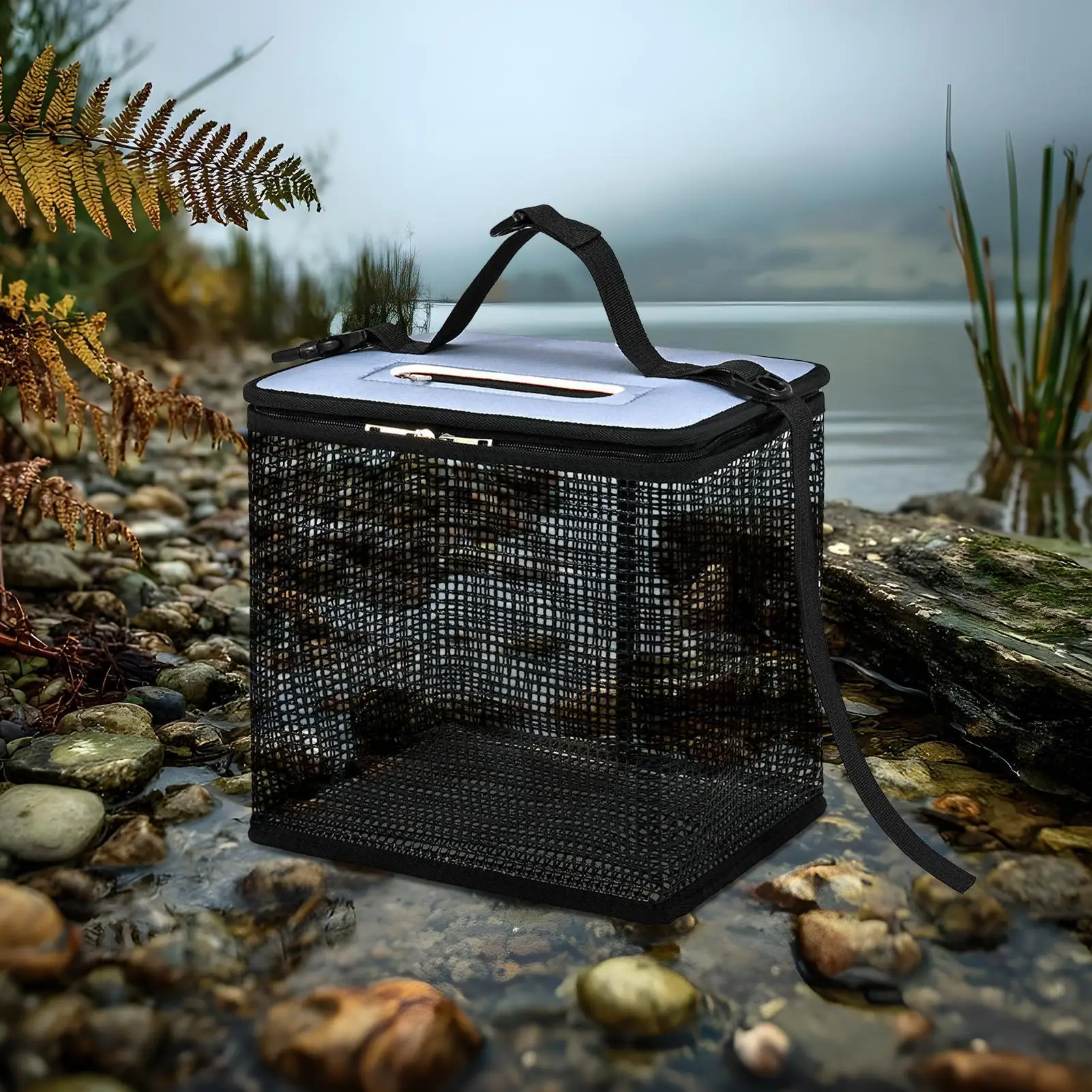 Fish Basket Large Floating Fishing Basket Mesh Net Compact Holder For Crabbing Kayak Boat Camping Outdoor Activities