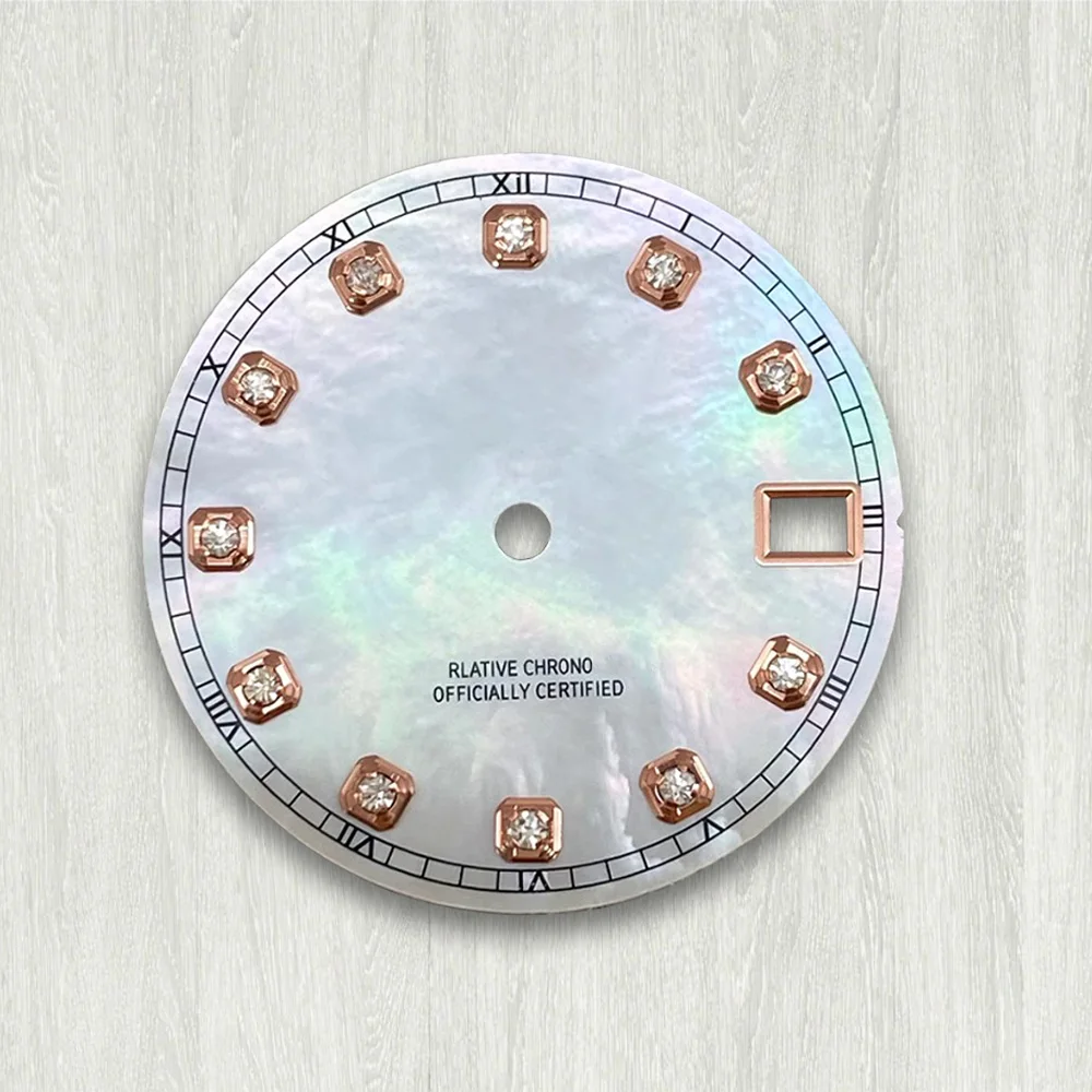 28.5mm S Logo Diamond Shell Dial Fit NH35/NH36/4R/7S Japan Movement High Quality Watch Modification Accessories
