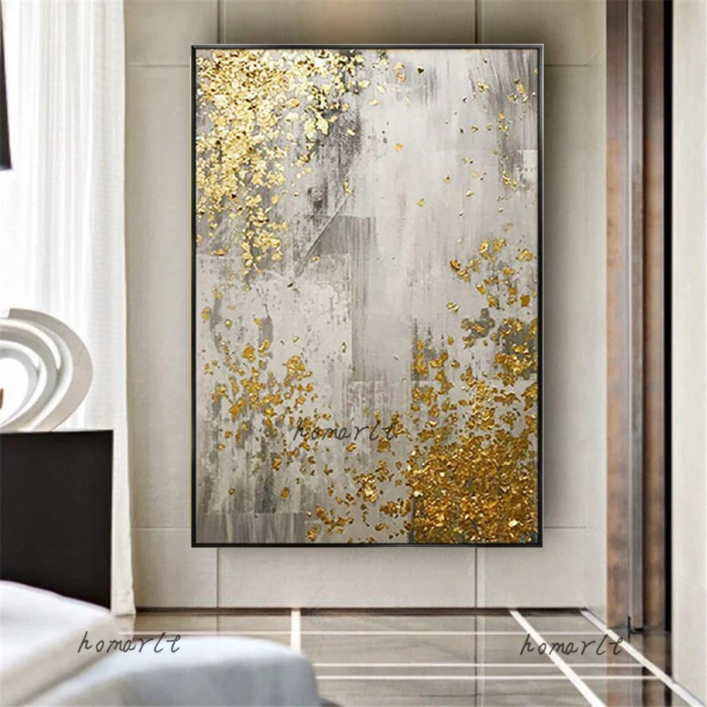 

Large Original Poster Modern Hand-painted Abstract Golden Oil Painting On Canvas Wall Art Picture Decor Living Room Home Mural