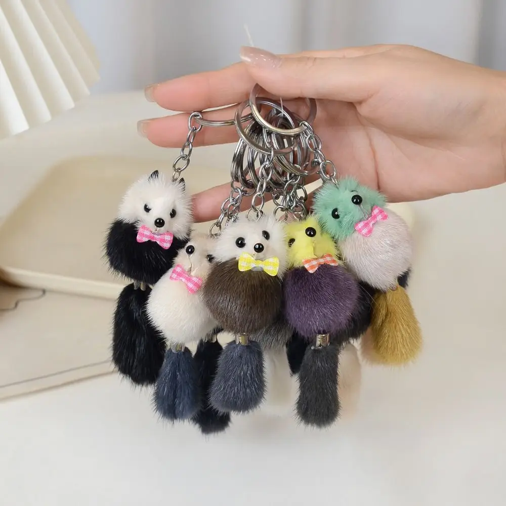 10PCS Cute Mink Fur Mink Fur Keychain Mini Size Soft Touch Fox Pendant Lightweight Lifelike Bag Charm Car Keys