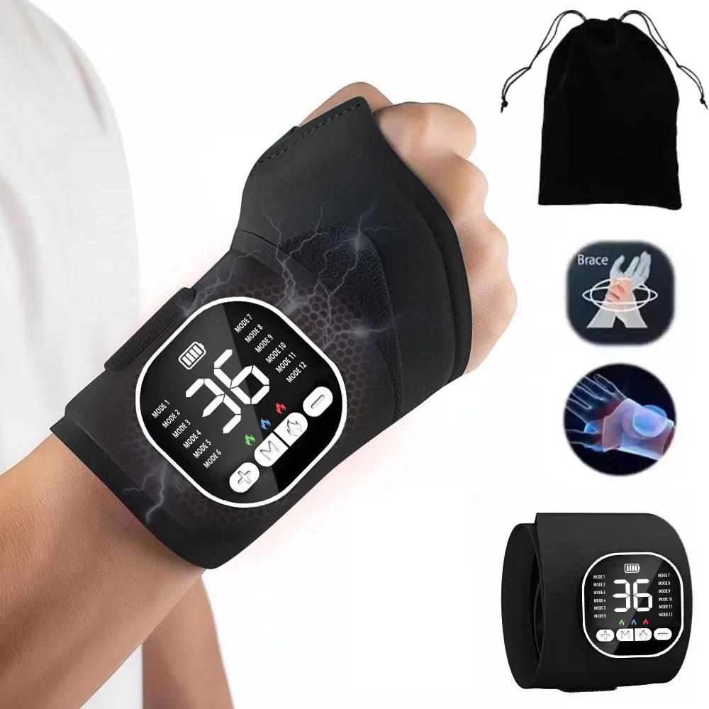 Electric Heating Wrist Massager With Ems And Vibration Therapy_voghion.com