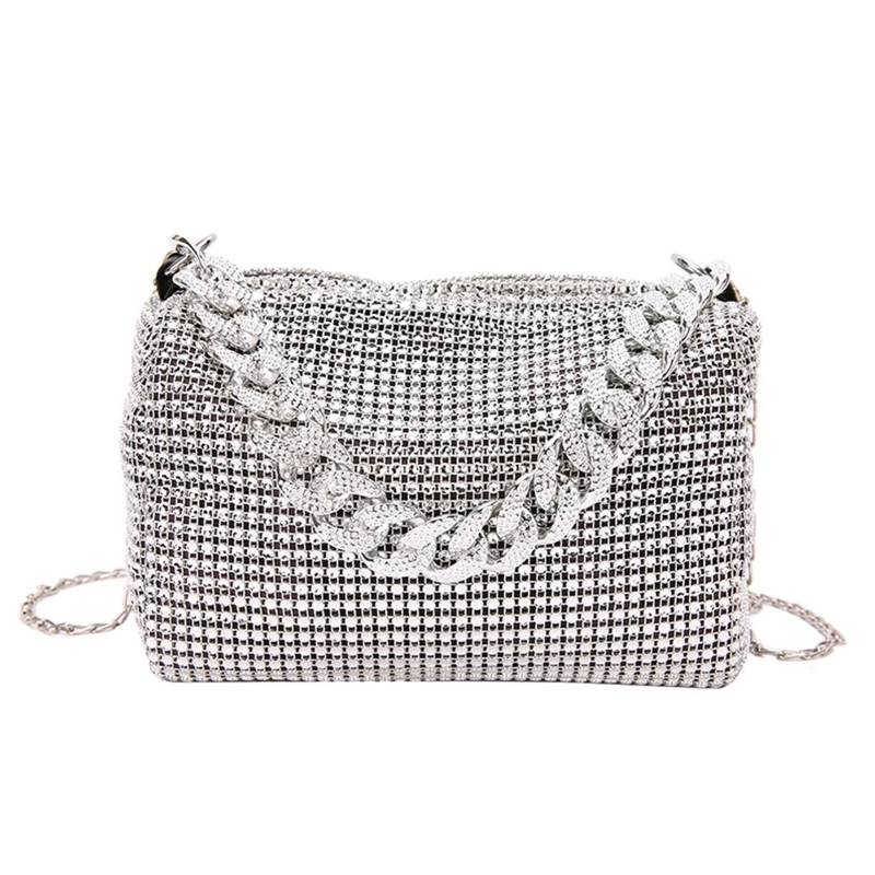 Beautiful Underarm Bag Glitter Rhinestone Crossbody Bag Shoulder Bag Evening Bag Handbag for Masquerades Party