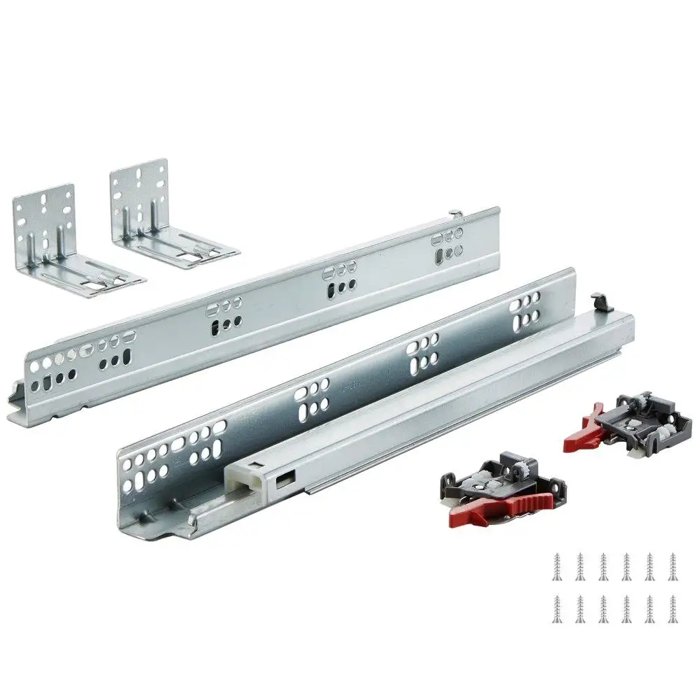 

15 Inch Drawer Bottom Side Mount Slides Heavy Duty Ball Bearing Soft Close Rails Kitchen Cabinet Glide Track 100 lbs Capacity