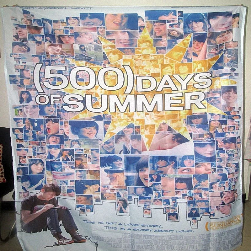 500 Days of Summer Movie Poster Four Holes Banners Wall Flags Tapestry Cloth Art Bar Cafe Hotel Theme Background Decoration