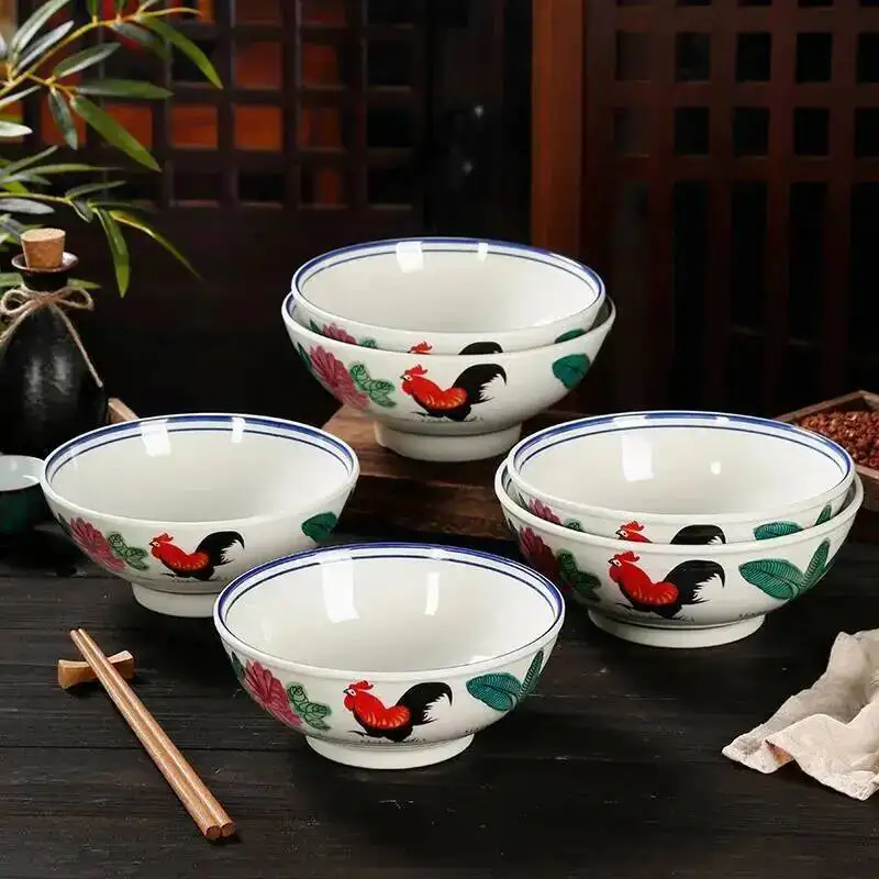 Vajilla de melamina, tazón de gallo, tazón de fideos especial para restaurante, tazón de Ramen, tazón para mezclar fideos estofados