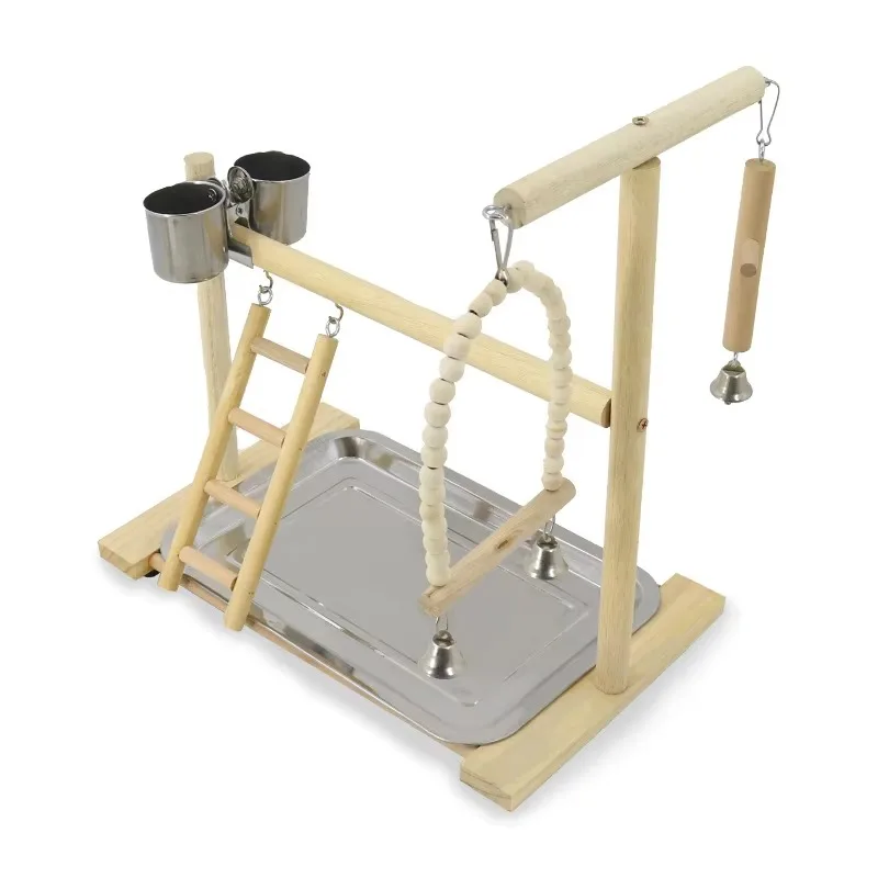 Parrot Training Stand, Solid Wood Parrot Toy Supplies, Bird Teasing Toys, Climbing Frame, Ladder, Swing, Cloud Ladder