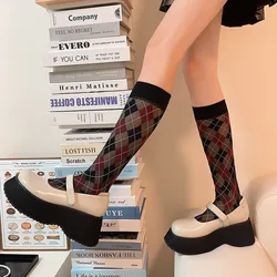 Velvet Thin Women Stockings Japanese Style Plaid School Girls Knee Socks Stockings JK Lolita Kawaii Cute Long Socks Stockings