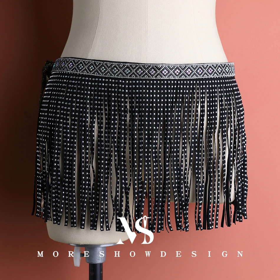 Belly Dance Hip Scarf Belt Tassel Hot Diamond for Women Stage Performance Coins Belt Chain Hip Scarf Dance Accessories Outfit