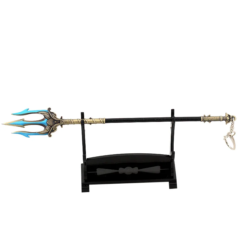 Die neue God of War Waffe 22 cm Poseidon Dreizack Kratos Blades of Chaos Spiel Schlüsselanhänger Metallmodell Schwert Katana Geschenkspielzeug für Jungen