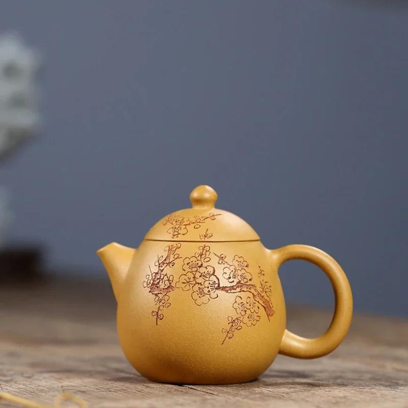 Chinese Teapot Yixing Purple Clay Pot Pure Handmade Original Gold Dragon Egg Pot Kung Fu Tea Set Teapot Small Capacity 250ml