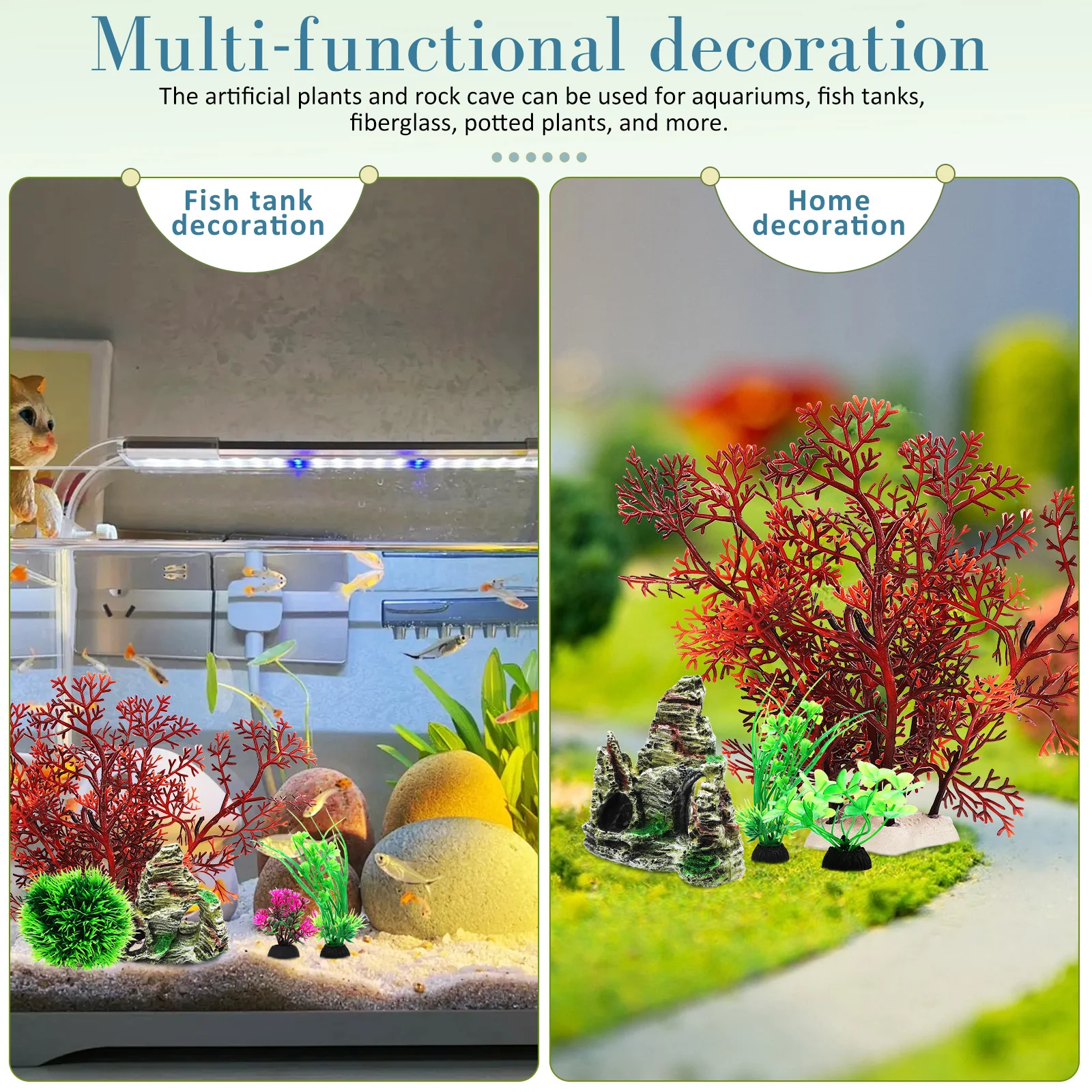 

7Pcs Fake Mountain Decorations Fish Tank Aquarium Plants Cave Rock Natural Realistic Aquarium Decor Accessories for Fish Tanks