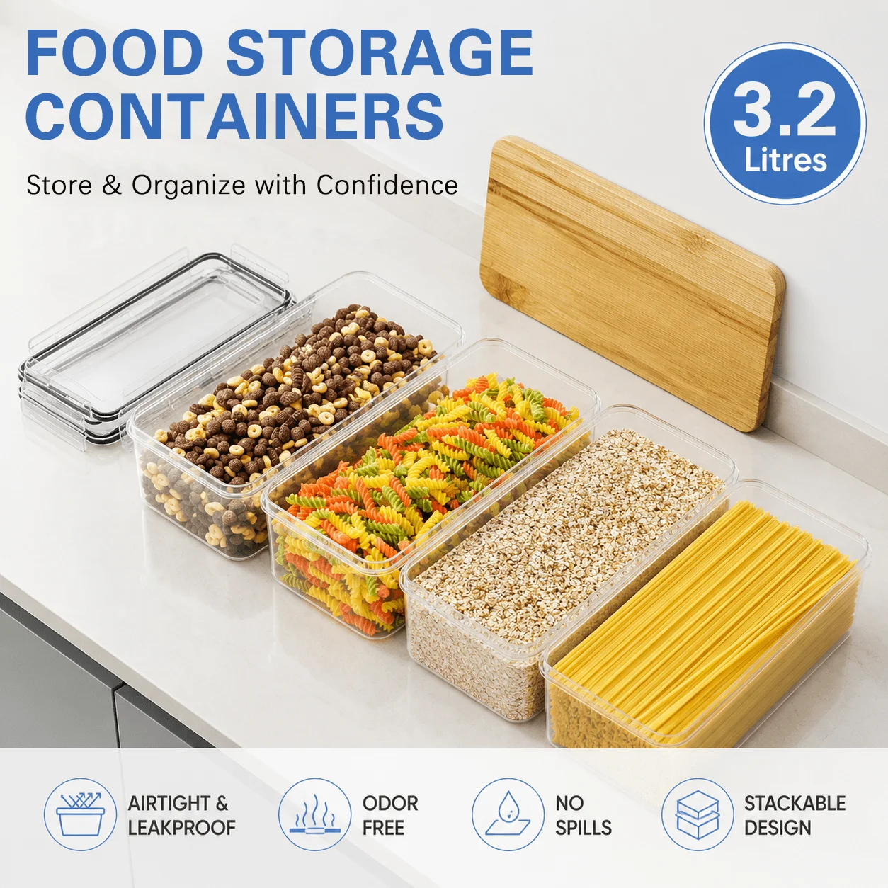 16個入り気密食品保存容器セット、8個の容器+8個の蓋、食器 - Snacks Food Labels のレビューと価格