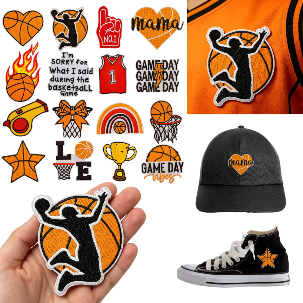 

Sports Basketball Embroidery Patch DIY T-shirt Backpack Bag Hat Jeans Iron on Patches Craft Decor Repair Applique Sticker Sewing