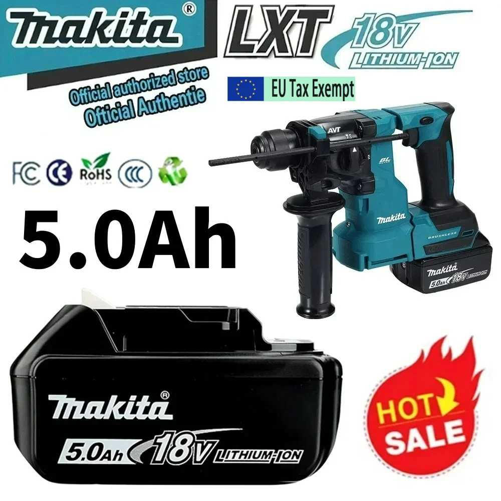 Original 18V Makita 5Ah, für Makita 18V DHR183 Akku BL1830B BL1850B BL1850 BL1840 BL1860 BL1815 Ersatz-Lithium-Akku